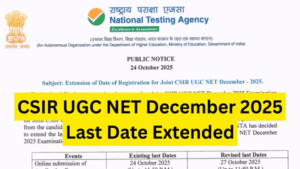 CSIR UGC NET December 2025 Registration Deadline