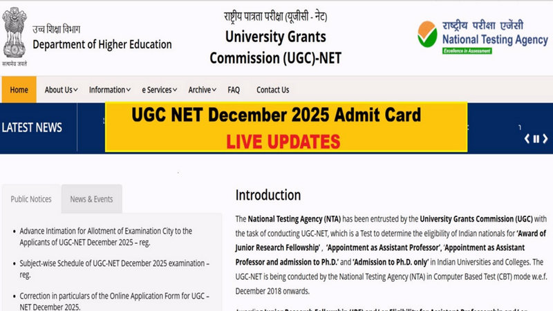 UGC NET December 2025 Admit Card Live Updates: Download Link to Activate Today