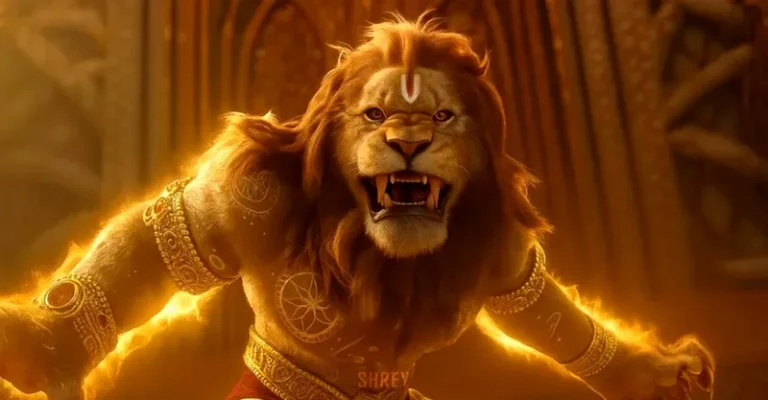 Mahavatar Narsimha inside the Swaminarayan Mandir in Karachi